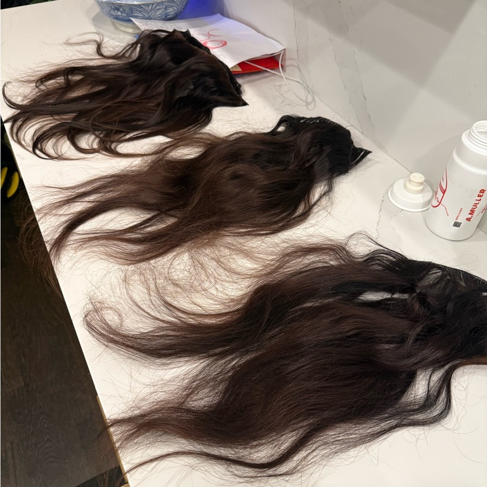 9 wefts of cover and mane 22 inch Brown Hair Extensions